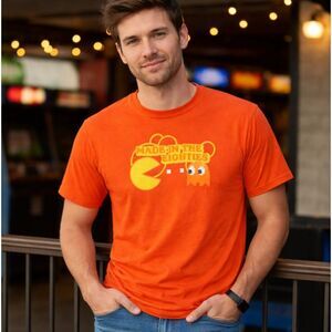 Vintage 80s Pac-Man T-Shirt Orange Single Stitch Made USA Preshrunk Cotton 2XL